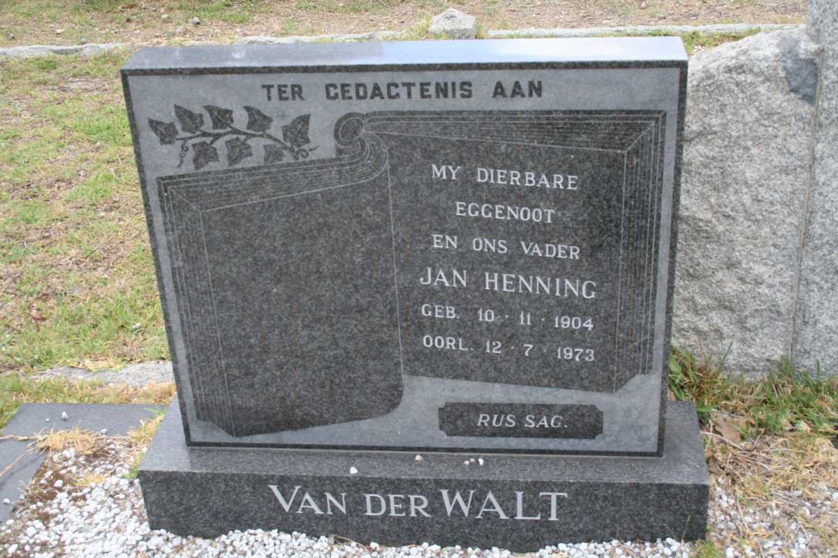 WALT Jan Henning, van der 1904-1973