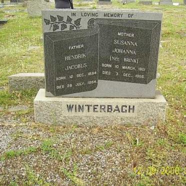 WINTERBACH Hendrik Jacobus 1894-1964 &amp; Susanna Johanna BRINK 1901-1966