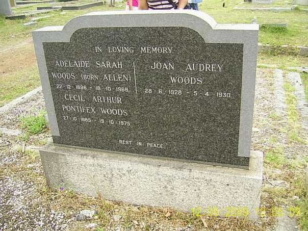 WOODS Cecil Arthur Pontifex 1885-1975 &amp; Adelaide Susan ALLEN 1896-1969 :: WOODS Joan Audrey 1928-1930