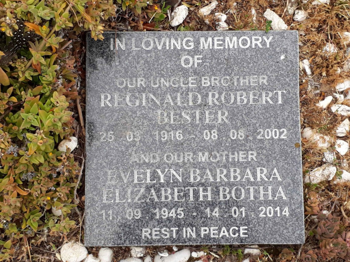BESTER Reginald Robert 1916-2002 :: BOTHA Evelyn Barbara Elizabeth 1945-2014