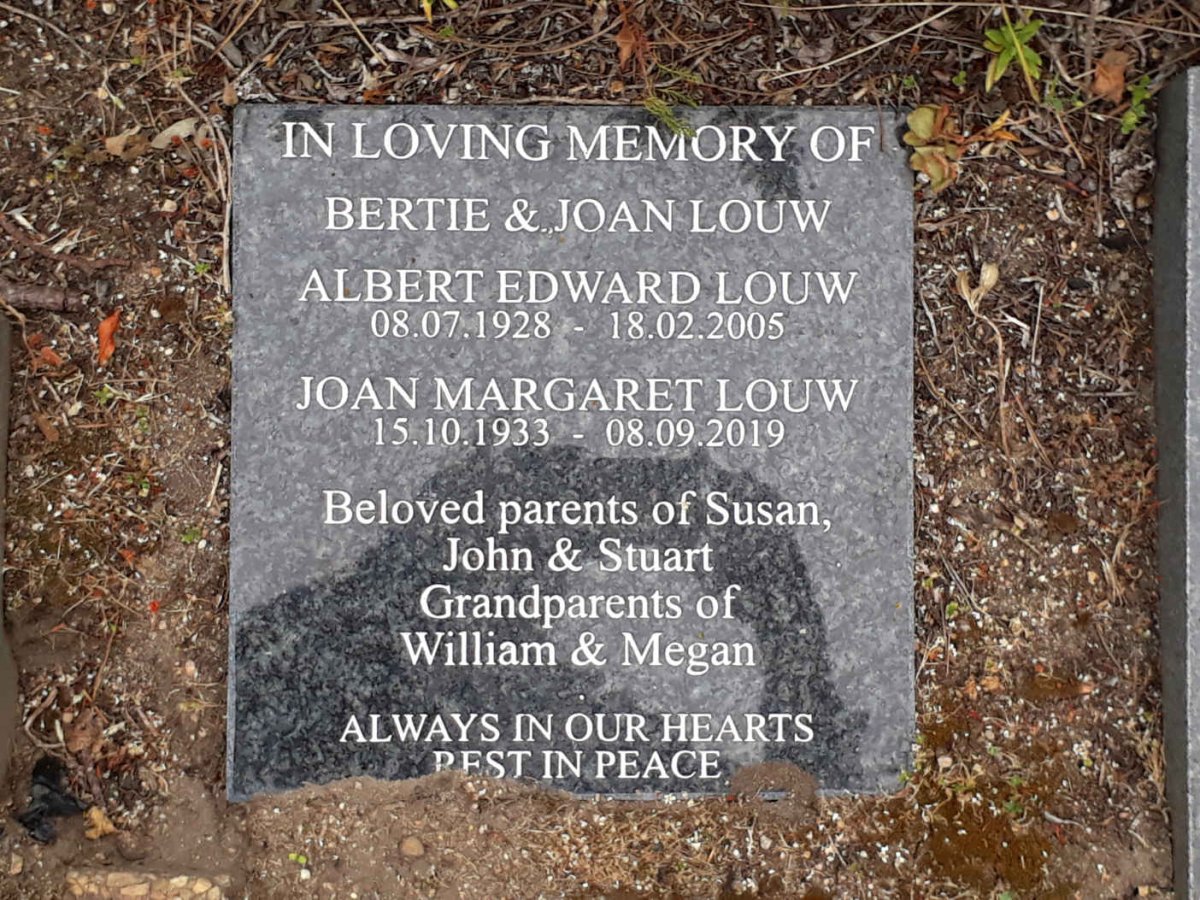 LOUW Albert Edward 1928-2005 &amp; Joan Margaret 1933-2019
