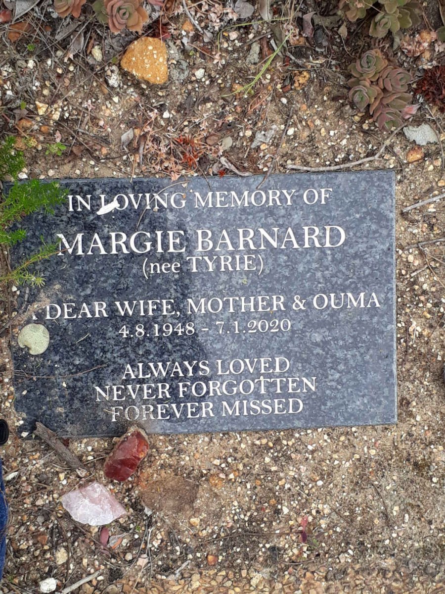 BARNARD Margie nee TYRIE 1948-2020