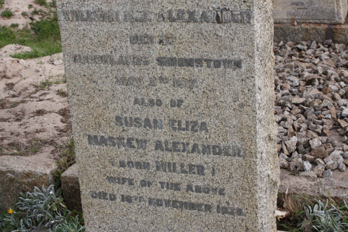 ALEXANDER William R.J. -1917 &amp; Susan Eliza Maskew MILLER -1936