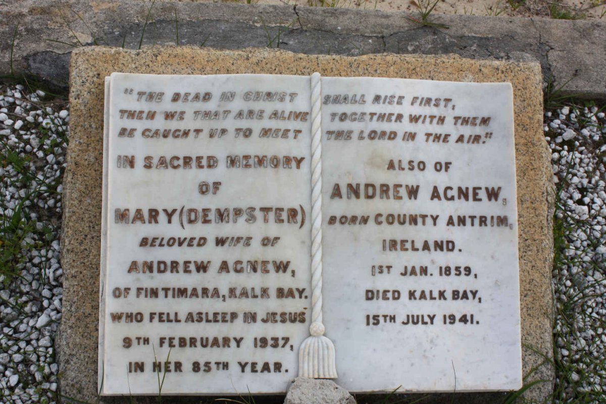 AGNEW Andrew 1859-1941 &amp; Mary DEMPSTER -1937