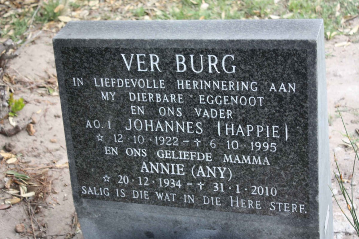BURG Johannes, ver 1922-1995 &amp; Annie 1934-2010