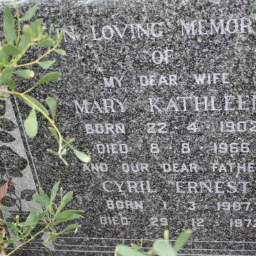 BERRIDGE Cyril Ernest 1907-1972 &amp; Mary Kathleen 1902-1966