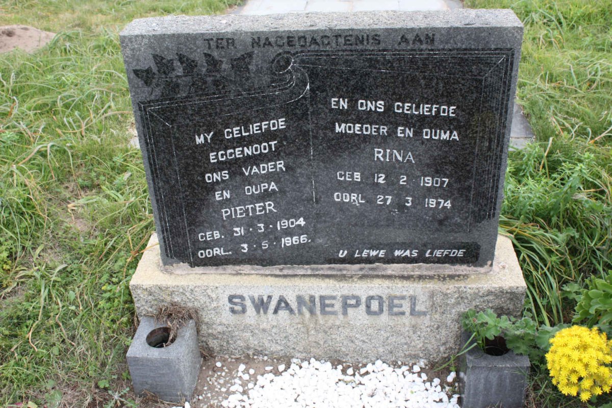 SWANEPOEL Pieter 1904-1965 &amp; Rina 1907-1974