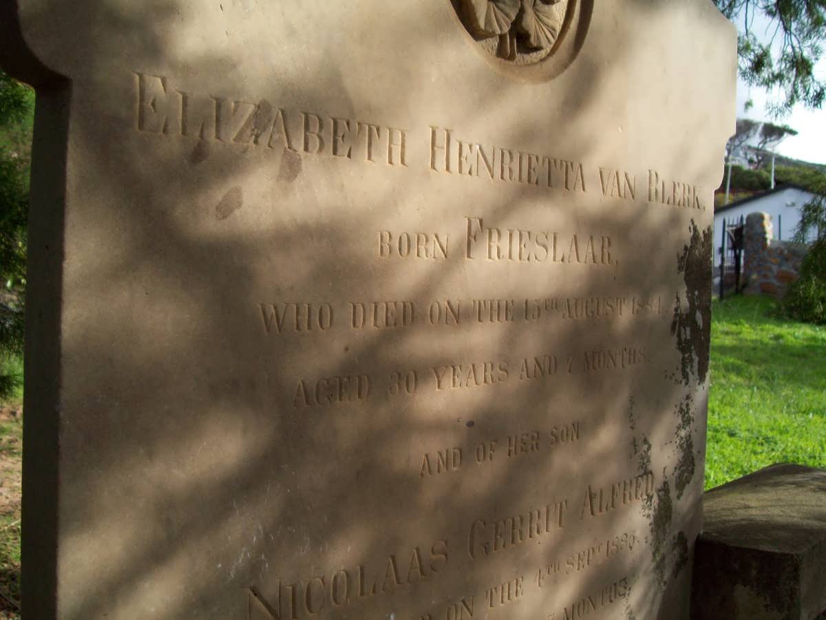 BLERK Elizabeth Hendrietta, van nee FRIESLAAR -1884 :: BLERK Nicolaas Gerrit Alfred, van -1885