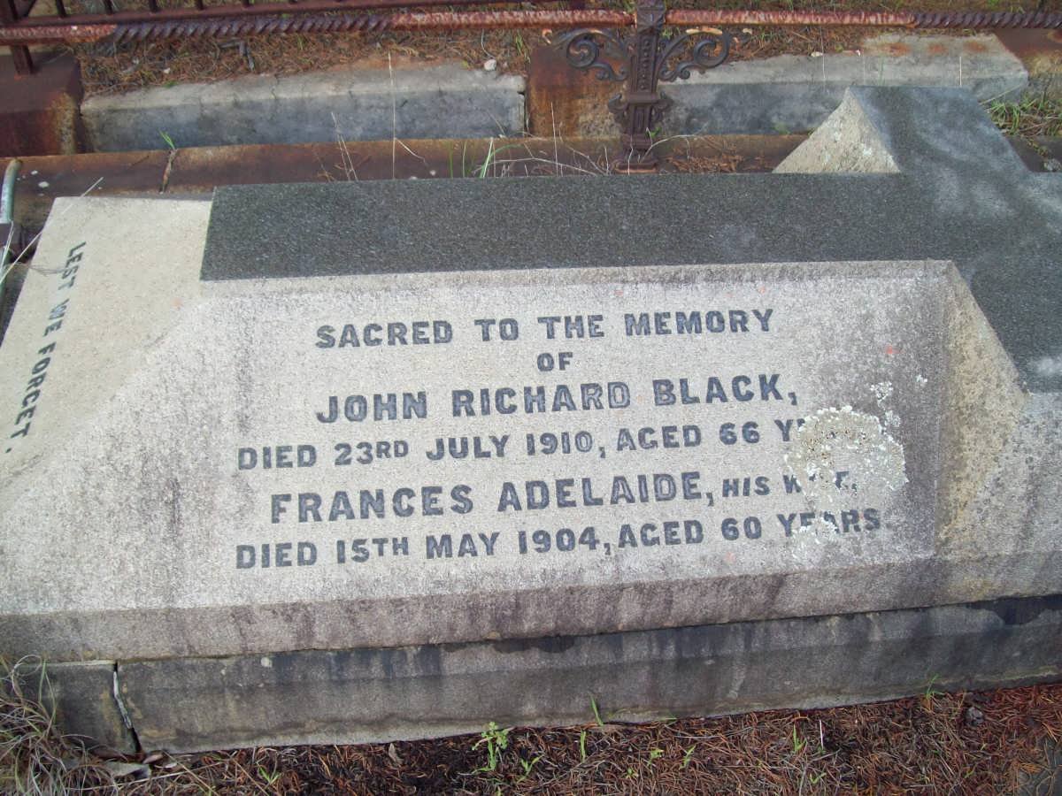 BLACK John Richard -1910 &amp; Francis Adelaide -1904