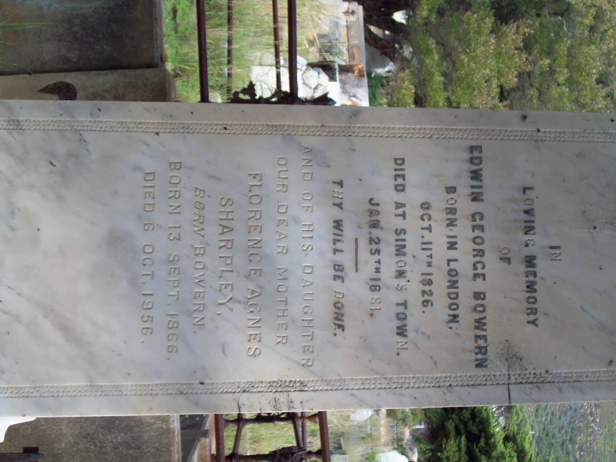 BOWERN Edwin George 1826-1881 :: SHARPLEY Florence Agnes nee BOWERN 1866-1956