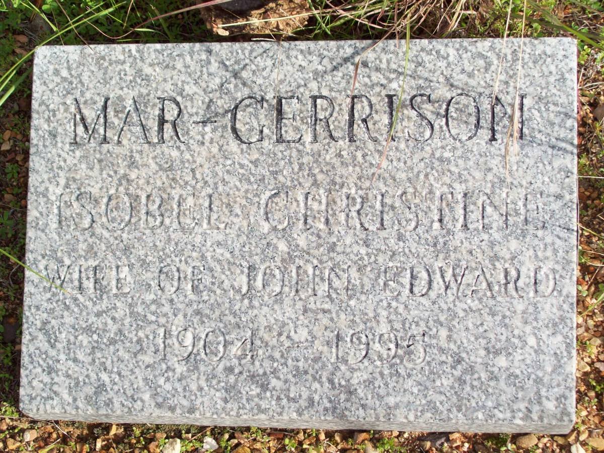 GERRISON, Mar Isobel Christine 1904-1995
