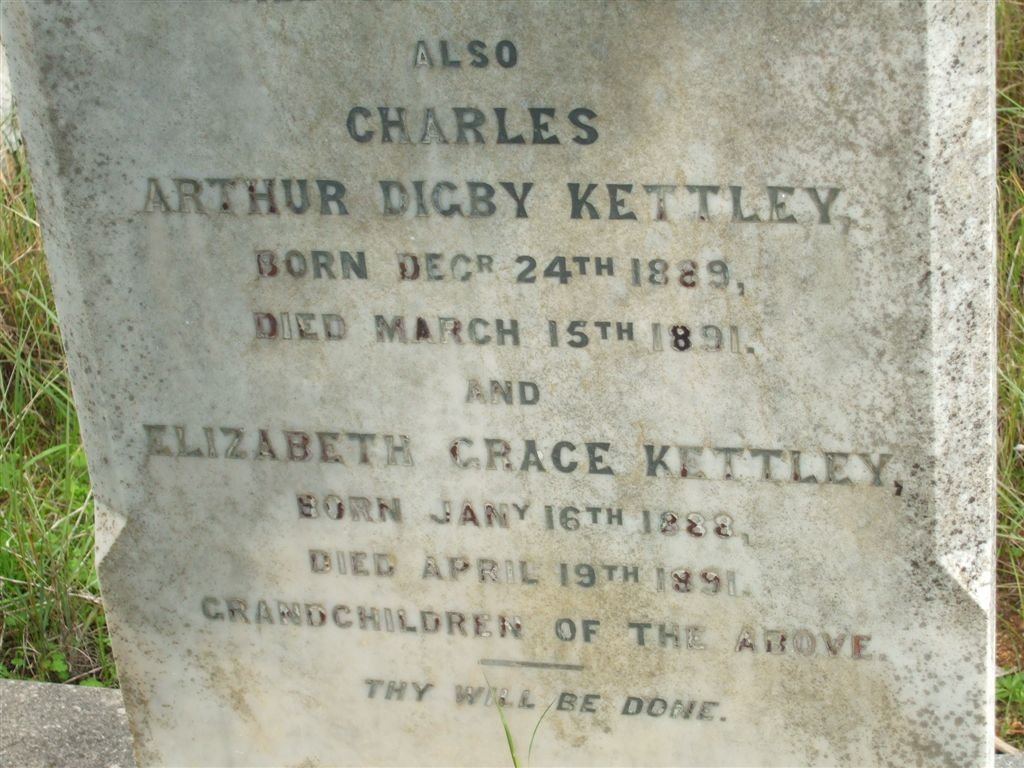 KETTLEY Charles Arthur Digby 1889-1891 :: KETTLEY Elizabeth Grace 1888-1891