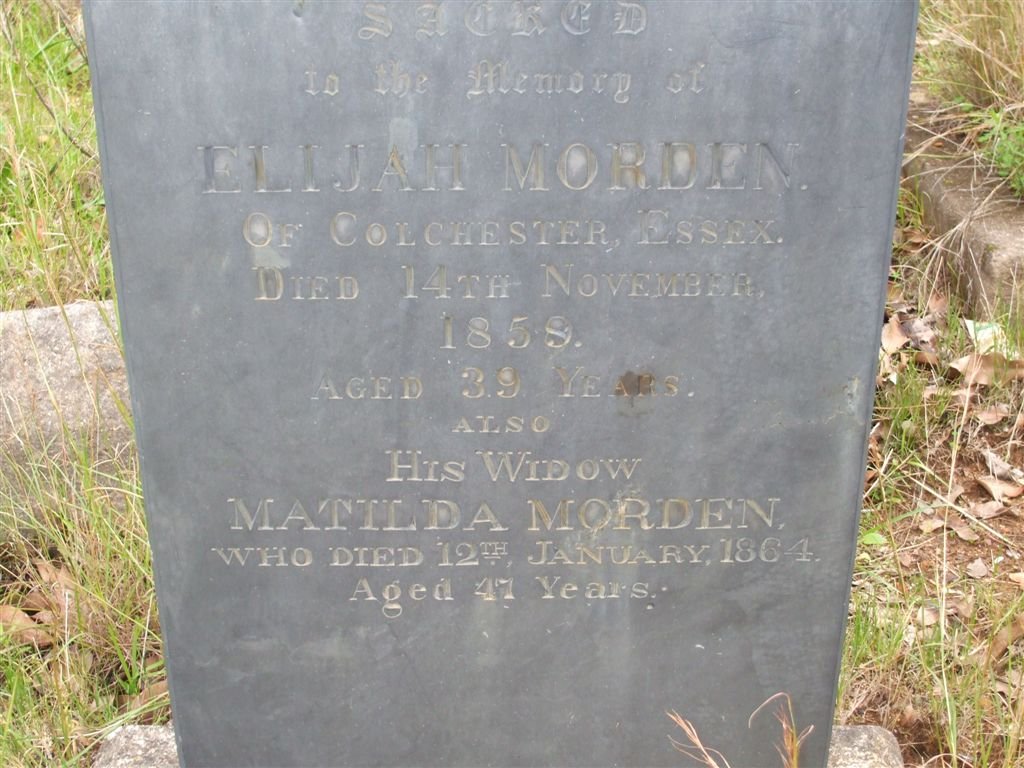 MORDEN Elijah -1858 &amp; Matilda -1864