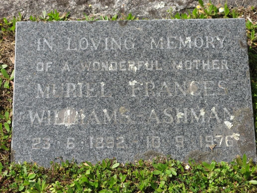 ASHMAN Muriel Frances, WILLIAMS 1892-1976