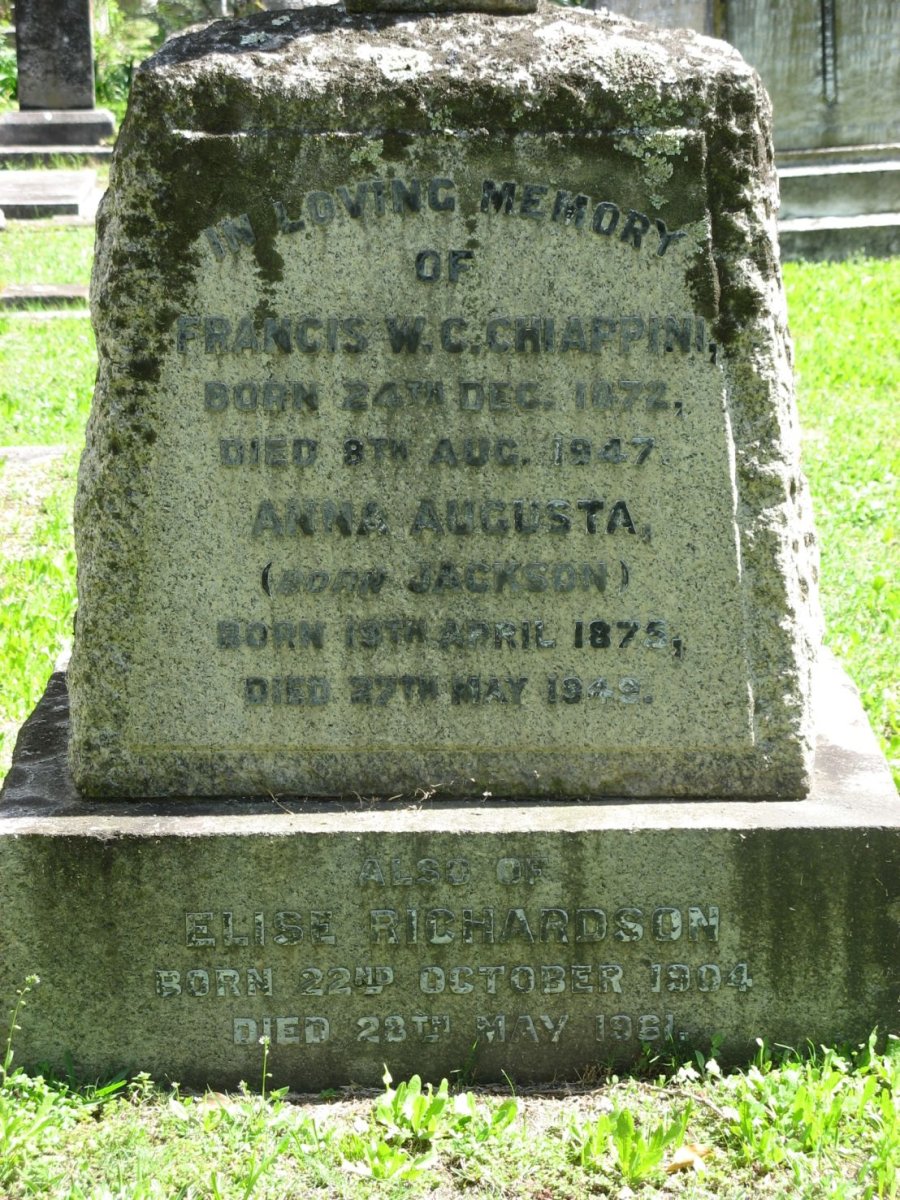 CHIAPPINI Francis W.C. 1872-1947 &amp; Anna Augusta JACKSON 1875-1949