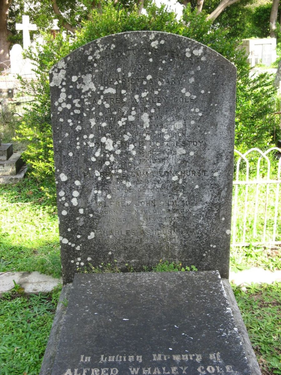 COLE Alfred Whaley 1823-1896 &amp; Henrietta Mary -1879