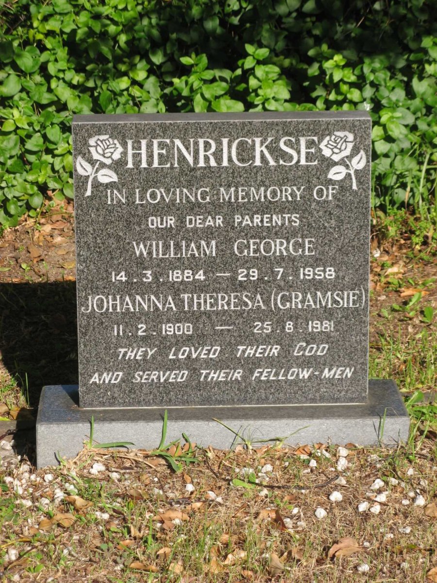HENRICKSE William George 1884-1958 &amp; Johanna Theresa 1900-1981