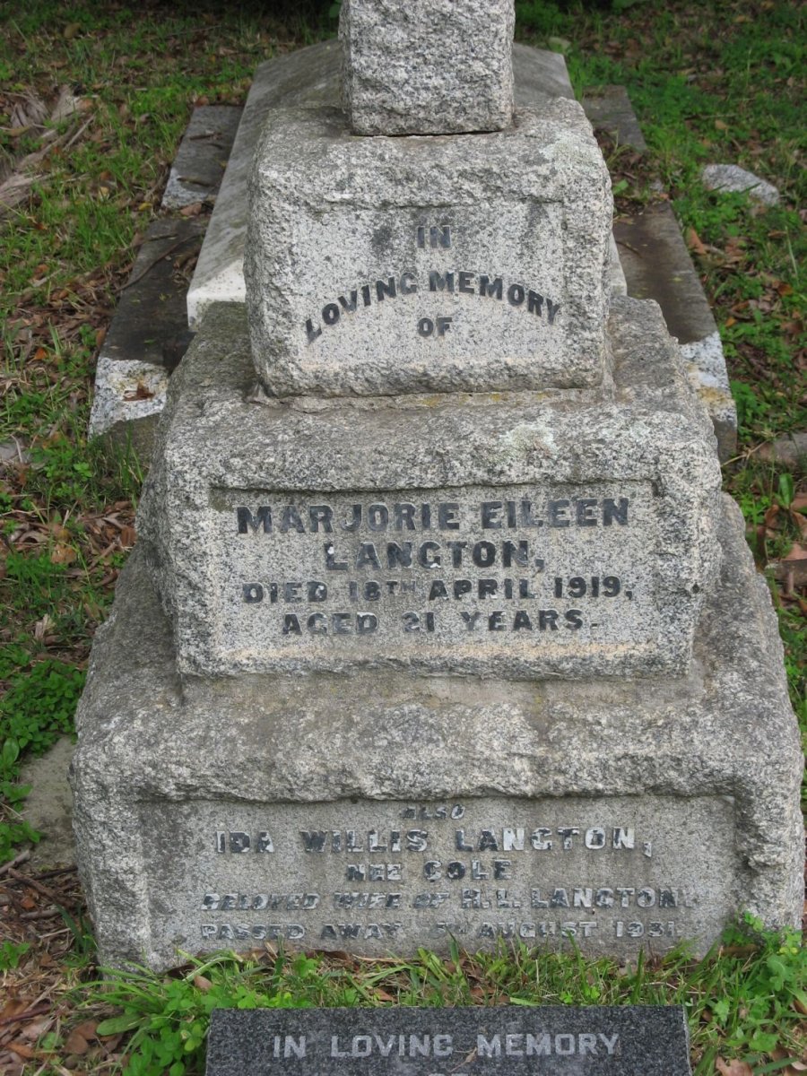 LANGTON Ida Willis nee COLE -1931 :: LANGTON Marjorie Eileen -1919