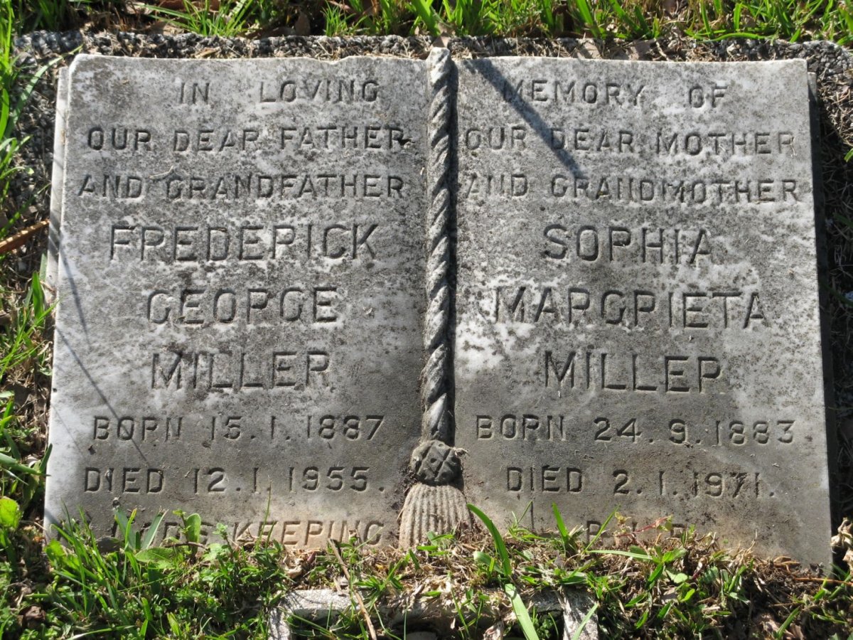 MILLER Frederick George 1887-1955 &amp; Sophia Margrieta 1883-1971