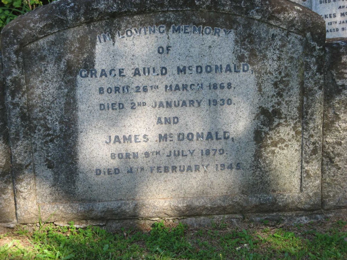 McDONALD James 1870-1945 &amp; Grace Auld 1868-1930
