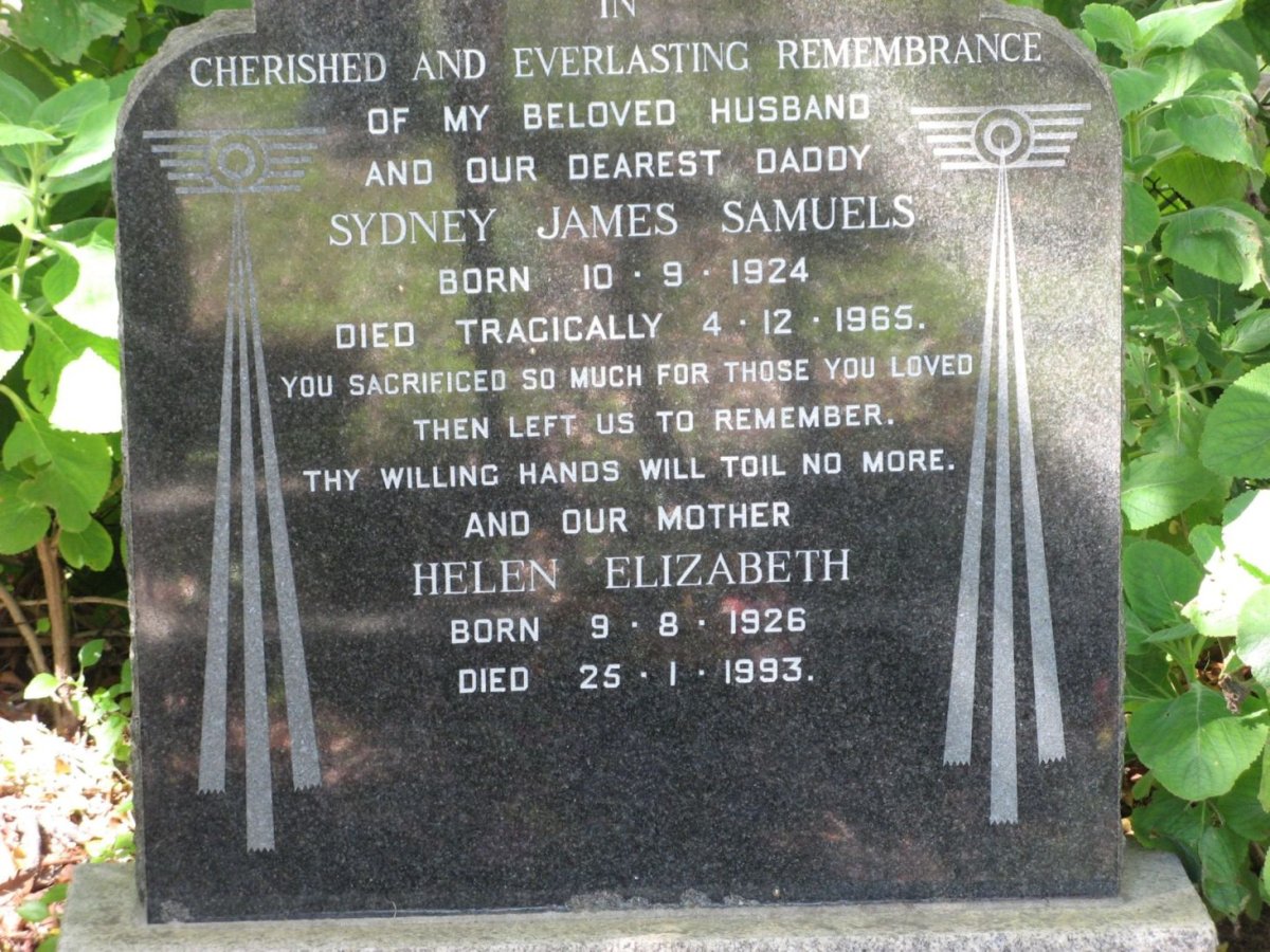 SAMUELS Sydney James 1924-1965 &amp; Helen Elizabeth 1926-1993