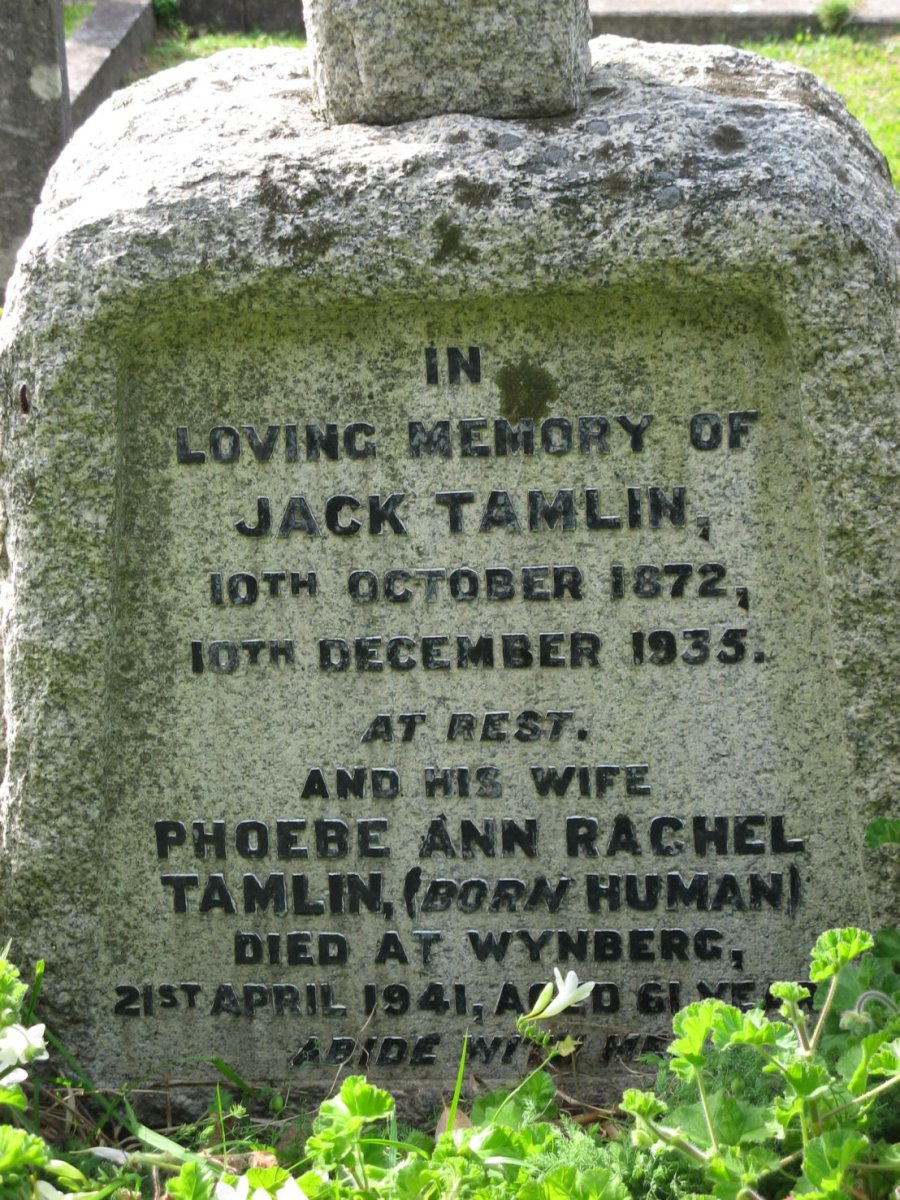 TAMLIN Jack 1872-1935 &amp; Phoebe Ann Rachel HUMAN -1941