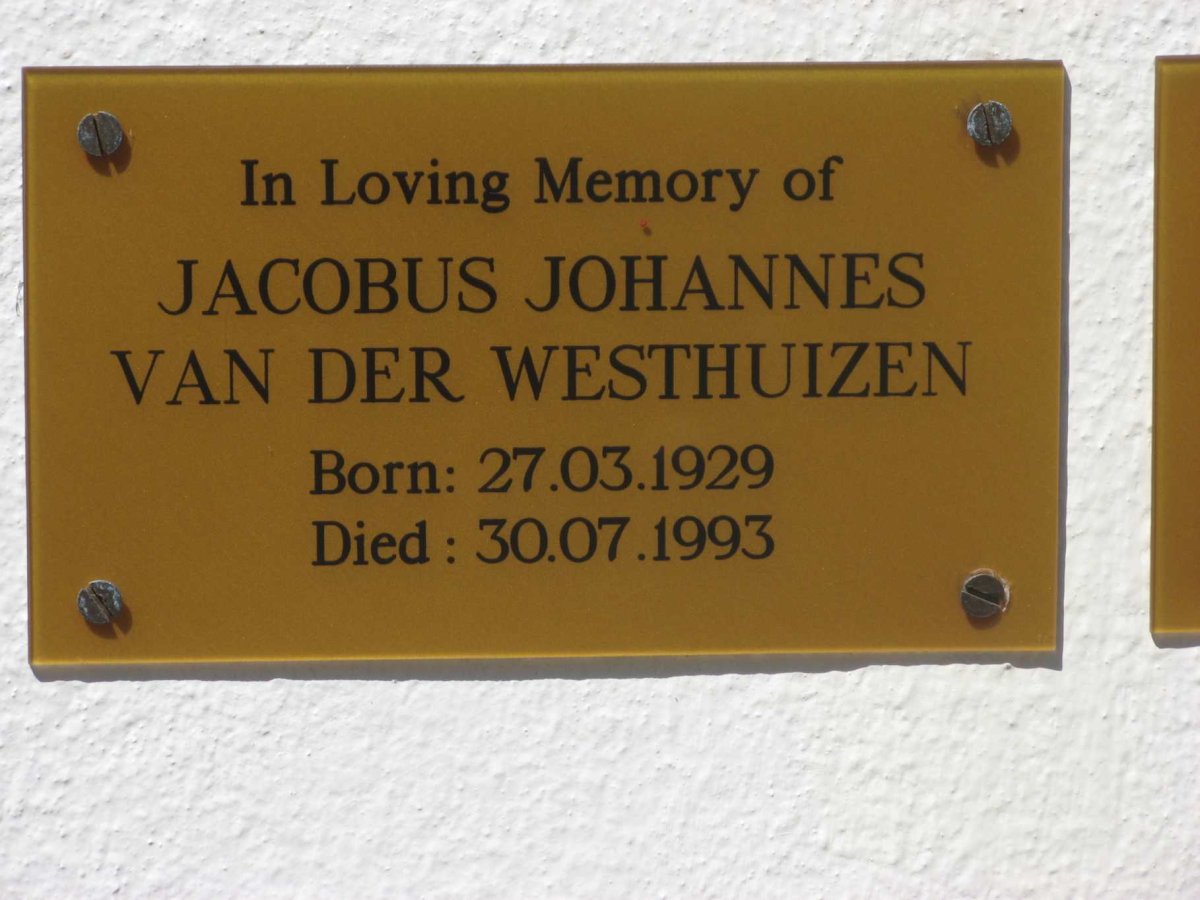 WESTHUIZEN Jacobus Johannes, van der 1929-1993