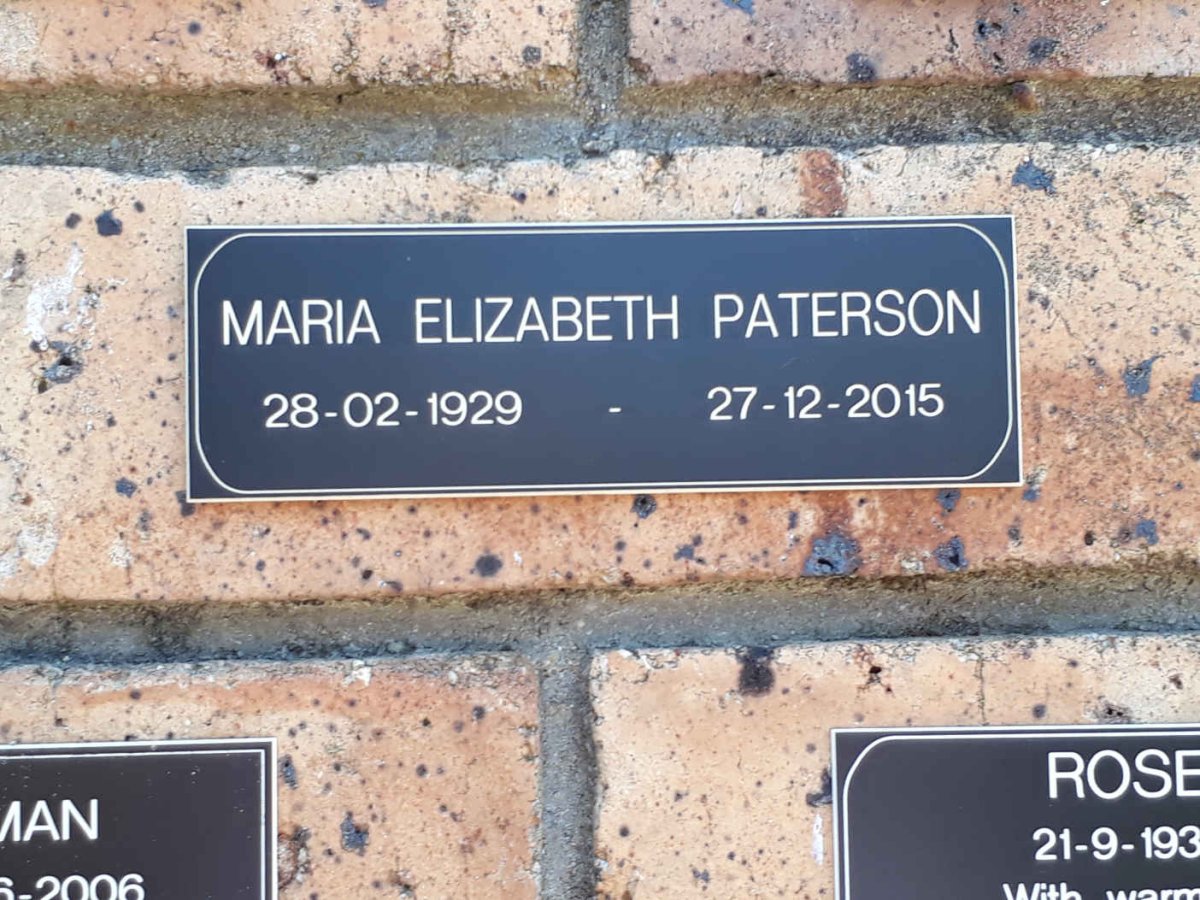 PATERSON Maria Elizabeth 1929-2015