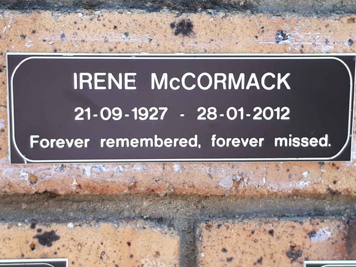 McCORMACK Irene 1927-2012