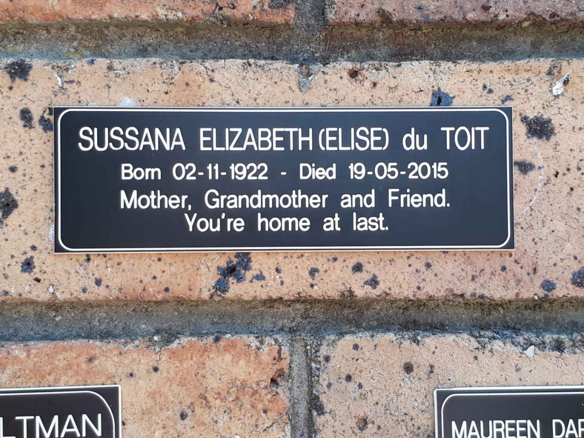TOIT Sussana Elizabeth, du 1922-2015