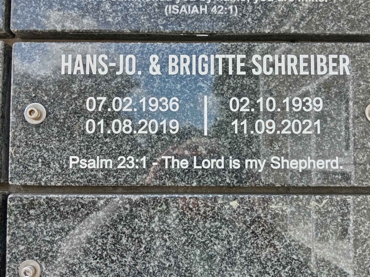 SCHREIBER Hans-Jo. 1936-2019 &amp; Brigitte 1939-2021