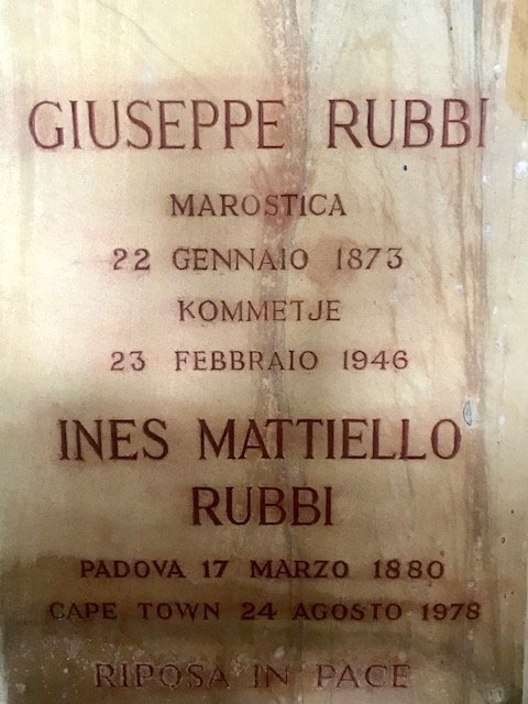 RUBBI Giuseppe 1873-1946 &amp; Ines Mattiello 1880-1978