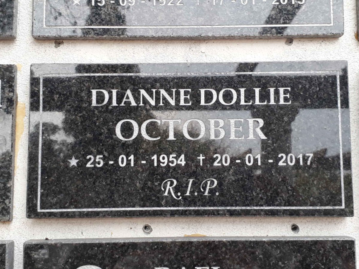 OCTOBER Dianne Dollie 1954-2017