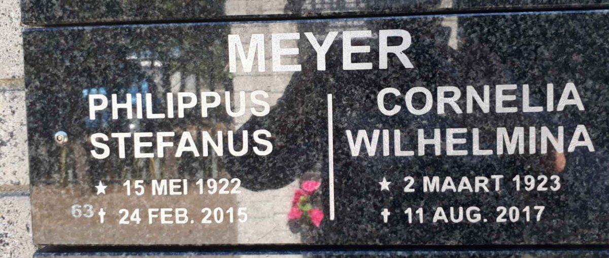 MEYER Philippus Stefanus 1922-2015 &amp; Cornelia Wilhelmina 1923-2017