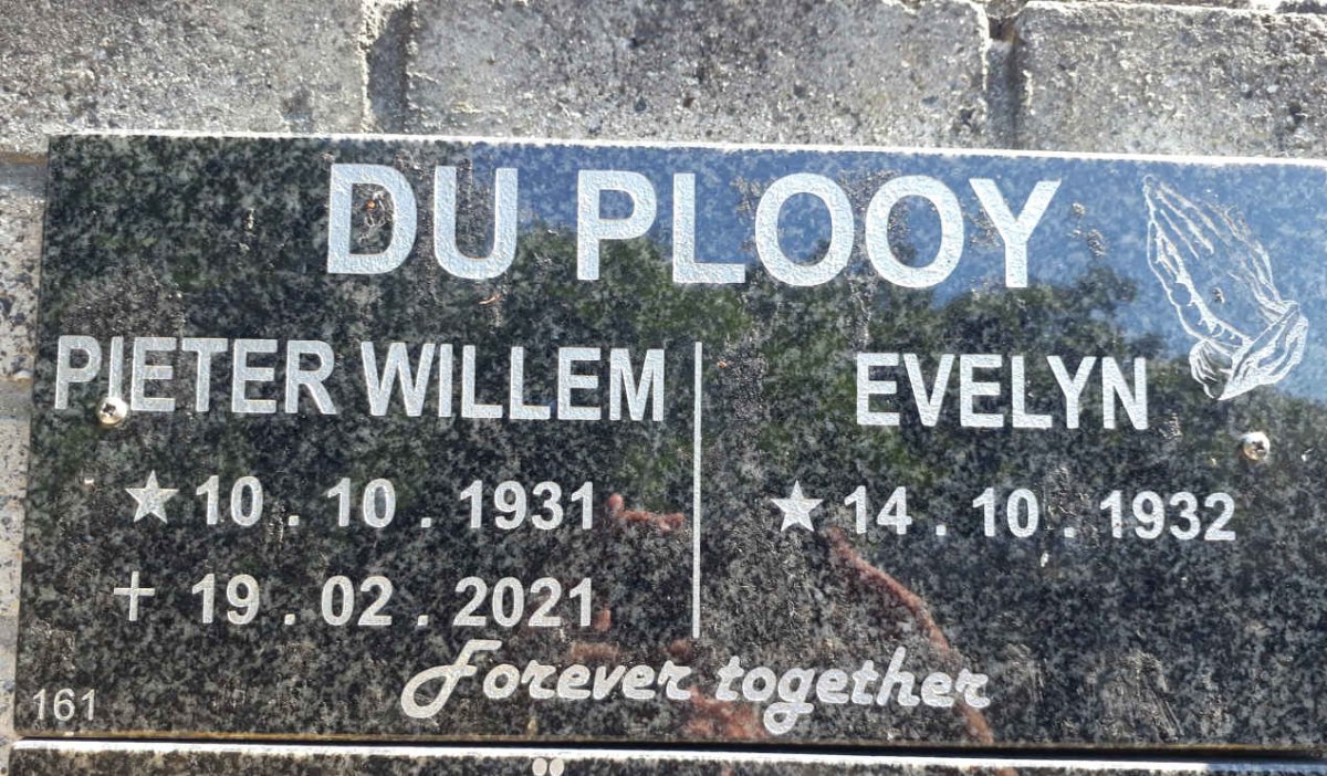 PLOOY Pieter Willem, du 1931-2021 &amp; Evelyn 1932-