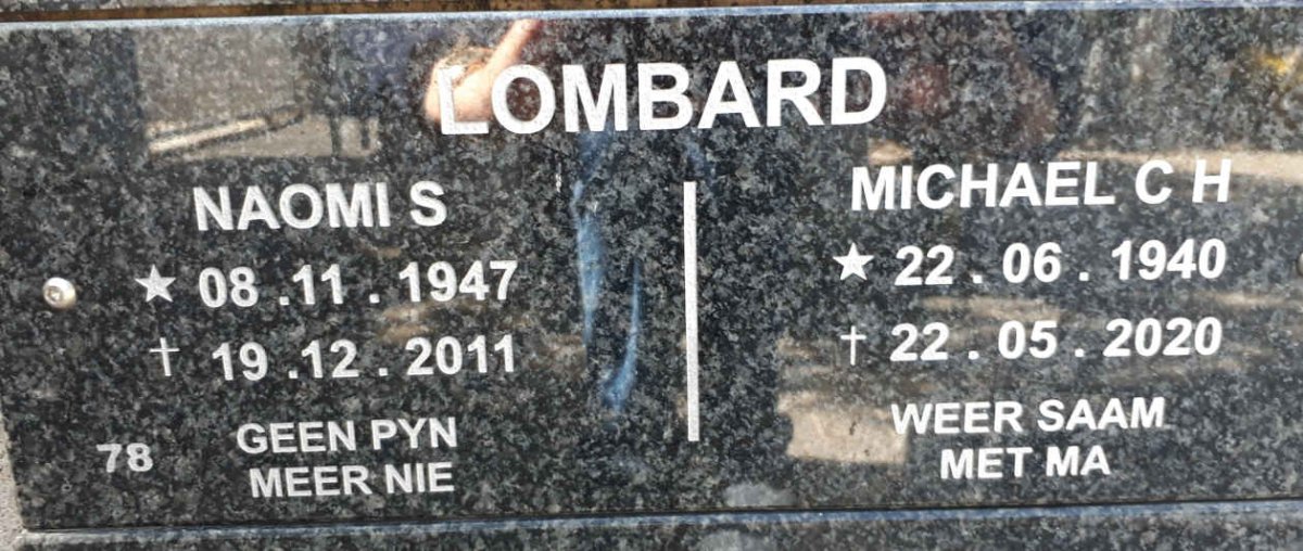 LOMBARD Michael C.H. 1940-2020 &amp; Naomi S. 1947-2011