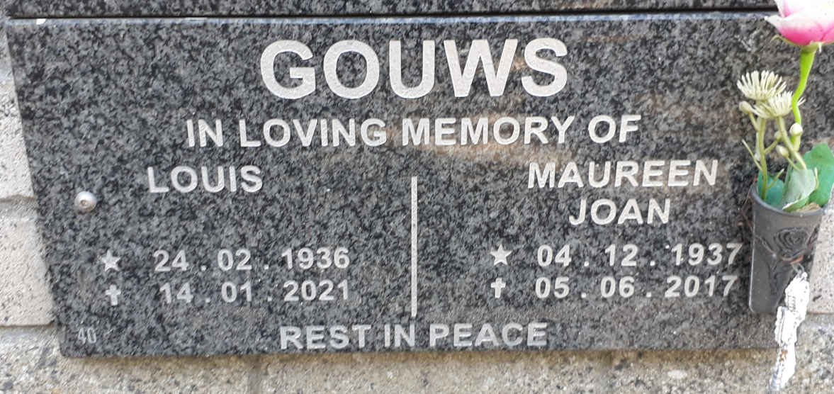 GOUWS Louis 1936-2021 &amp; Maureen Joan 1937-2017
