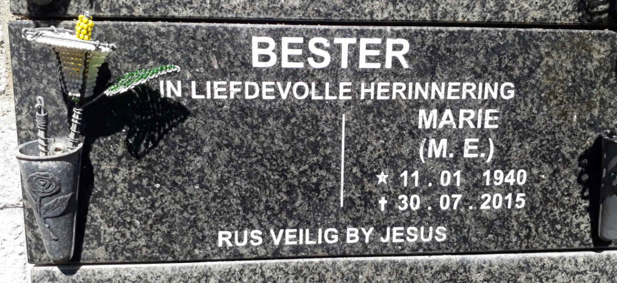 BESTER M.E. 1940-2015