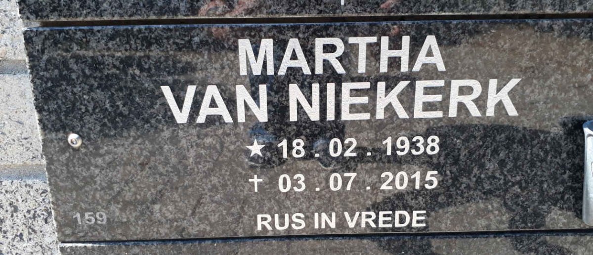 NIEKERK Martha, van 1938-2015