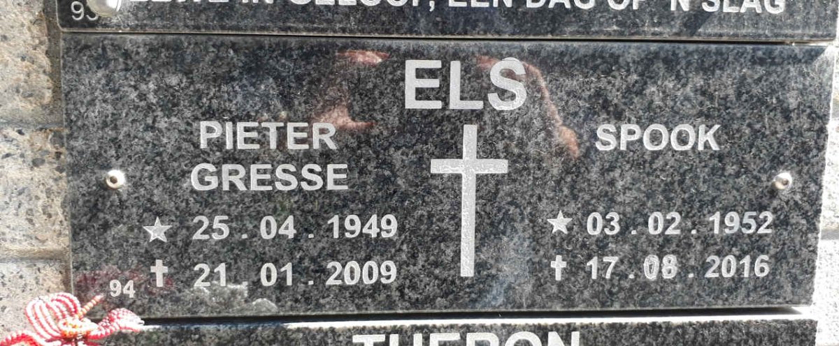 ELS Pieter Gresse 1949-2009 &amp; Spook 1952-2016