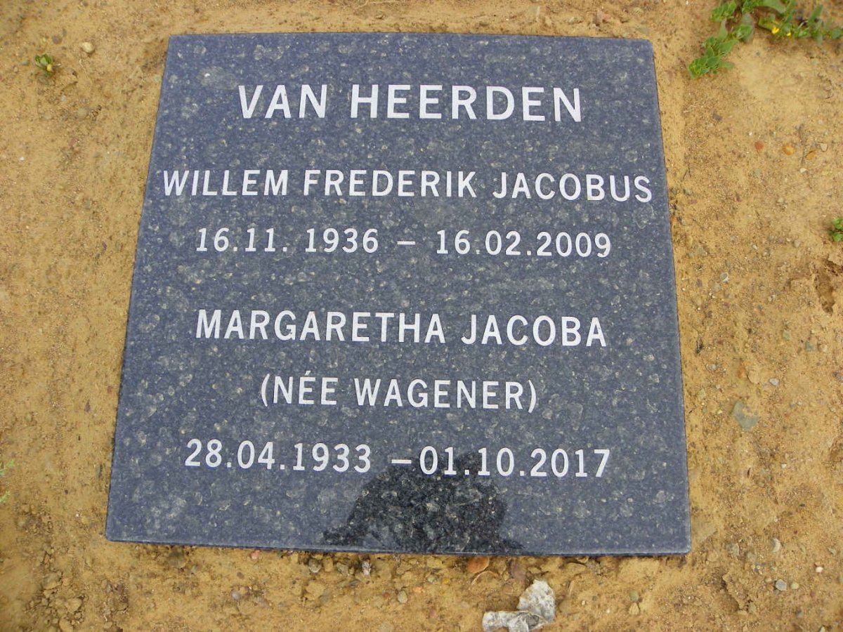 HEERDEN Willem Frederik Jacobus, van 1936-2009 &amp; Margaretha Jacoba WAGENER 1933-2017