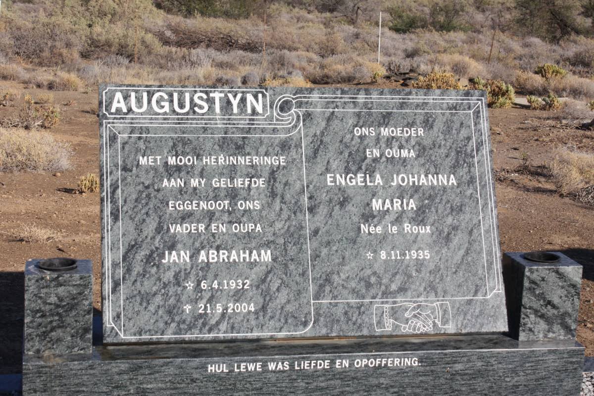 AUGUSTYN Jan Abraham 1932-2004 &amp; Engela Johanna Maria LE ROUX 1935-