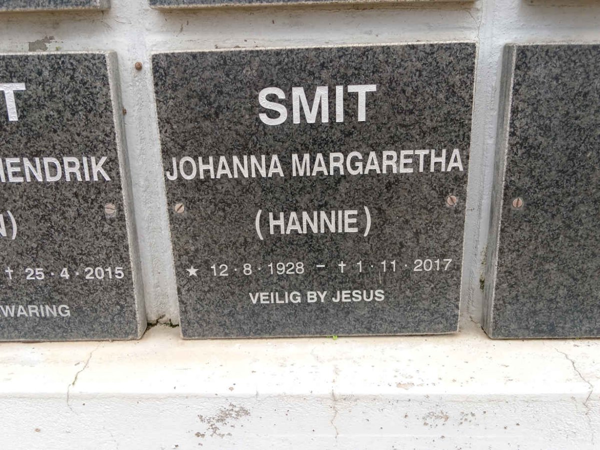 SMIT Johanna Margaretha 1928-2017
