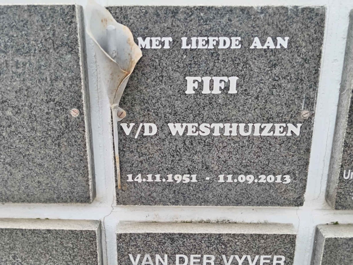 WESTHUIZEN Fifi, v.d. 1951-2013