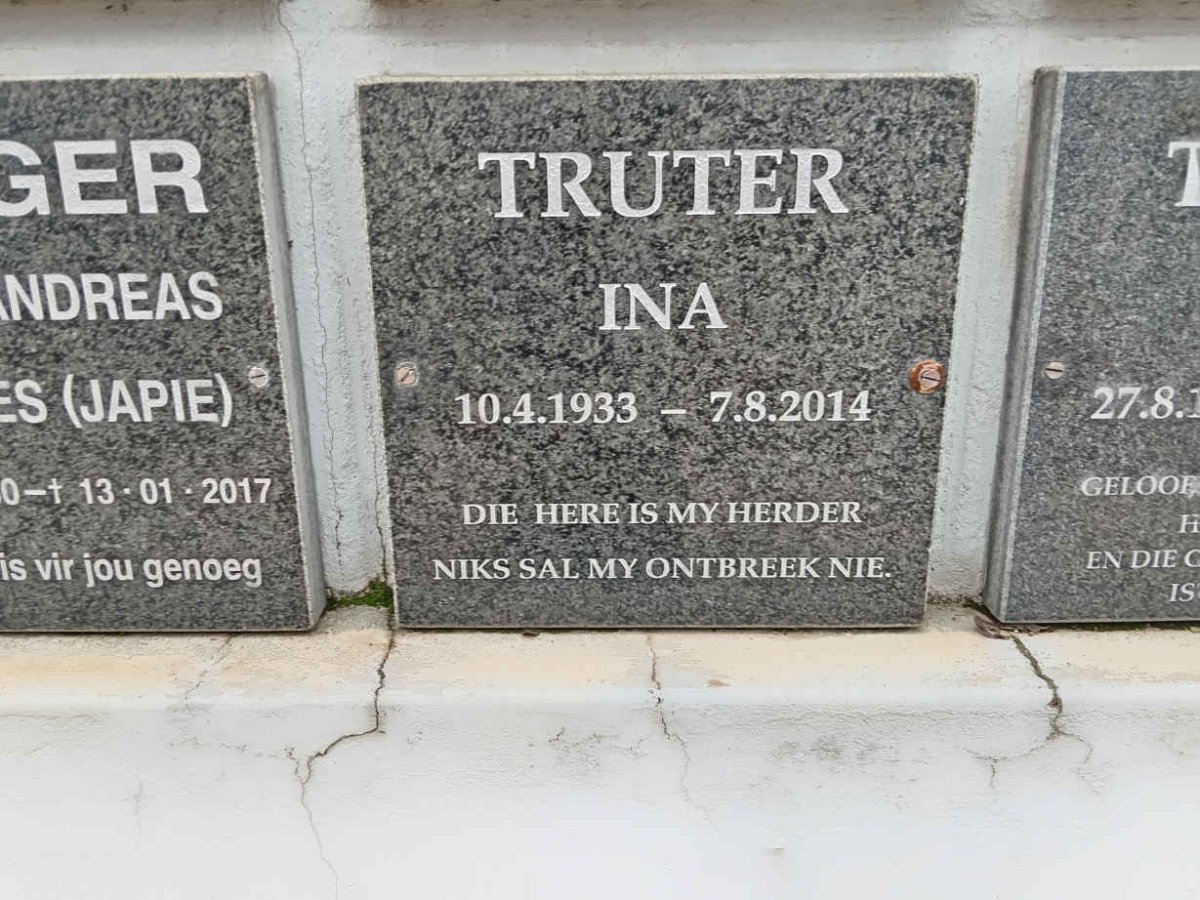 TRUTER Ina 1933-2014