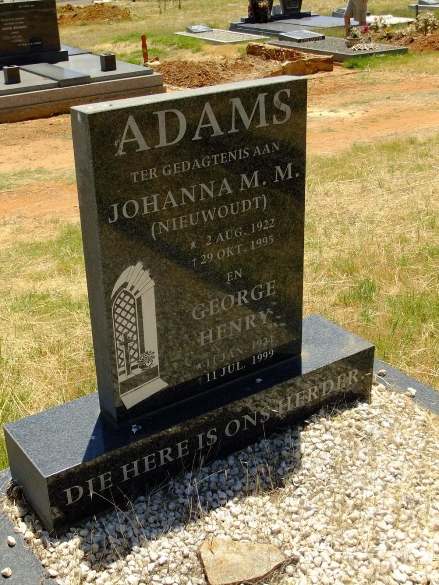 ADAMS George Henry 1934-1999 &amp; Johanna M.M. NIEUWOUDT 1922-1995