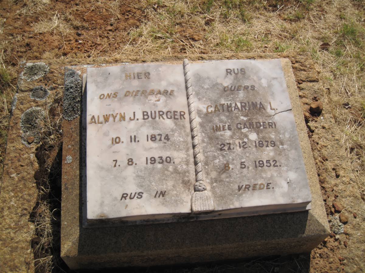 BURGER Alwyn J. 1874-1930 &amp; Catharina L. GANDER 1879-1952