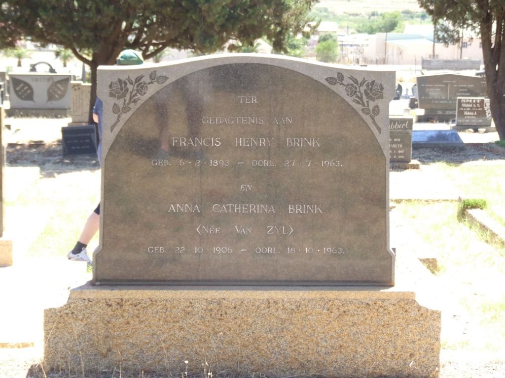BRINK Francis Henry 1893-1963 &amp; Anna Catherina VAN ZYL 1906-1963