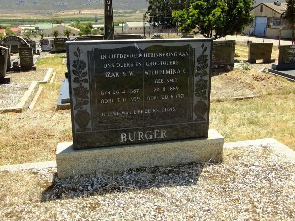 BURGER Izak S.W. 1887-1939 &amp; Wilhelmina C. SMIT 1889-1971