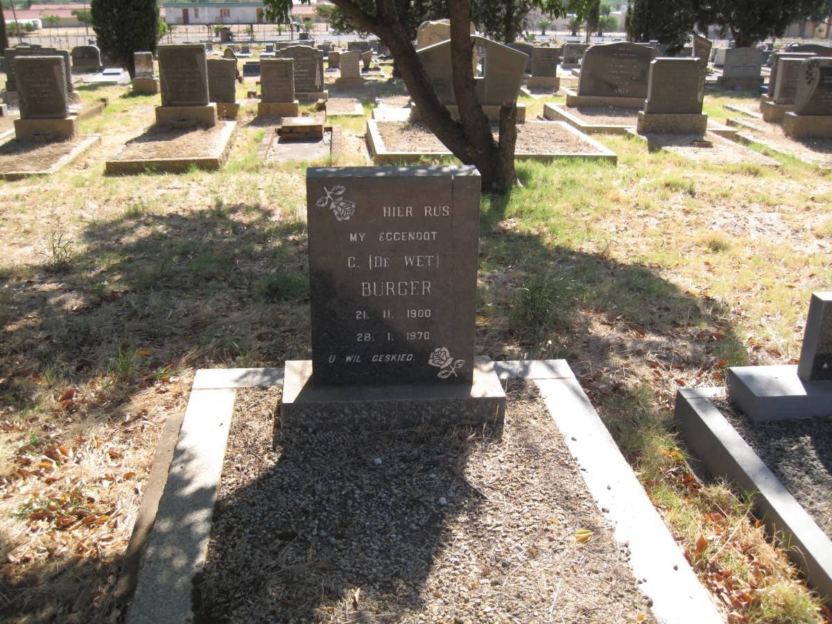 BURGER C. nee DE WET 1900-1970